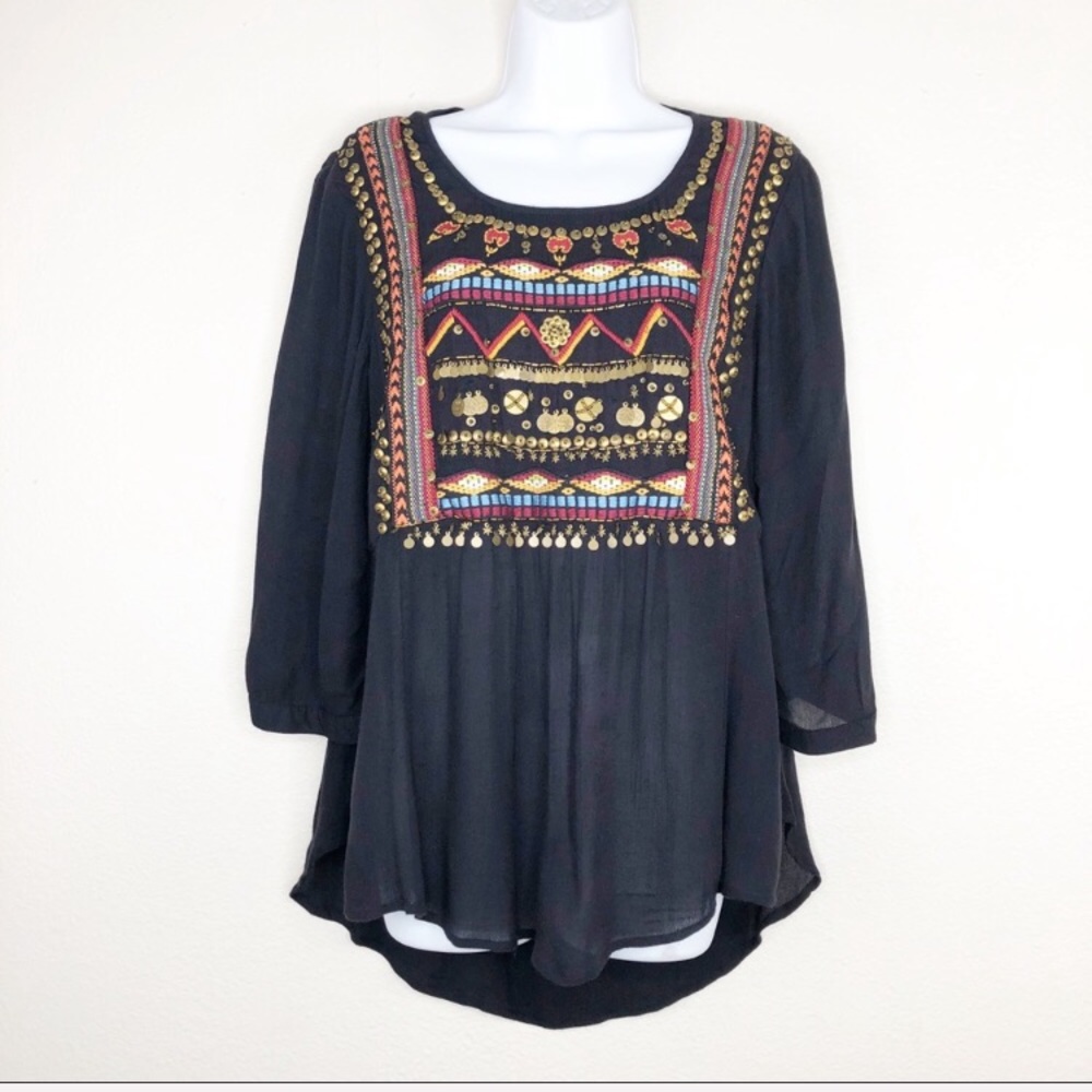 🌿 HD in Paris Anthropologie Beaded Blouse